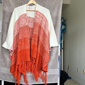 Pink Lady Women Open Front Fringe Striped Chunky Knit Cardigan S Grandmacore